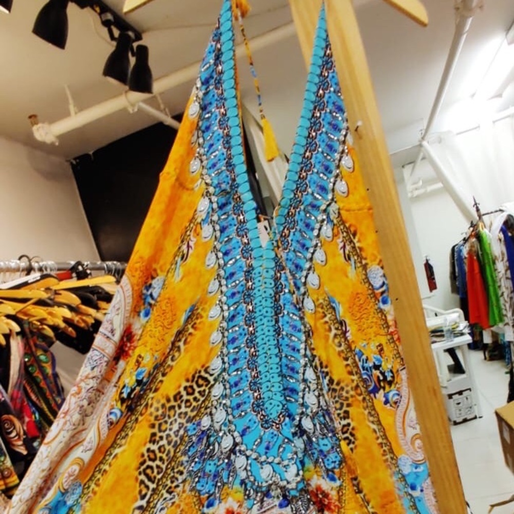 NEW Vaid Leopard Luxury Crystal Halter Maxi Dress - Picture 7 of 10